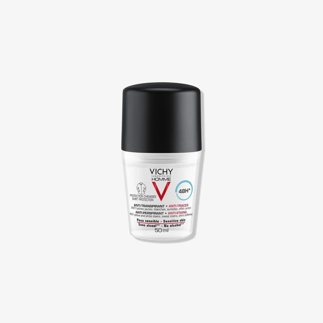 Vichy Homme Déodorant Bille Anti-Traces 48H Protection Chemises Peau Sensible | 50ml