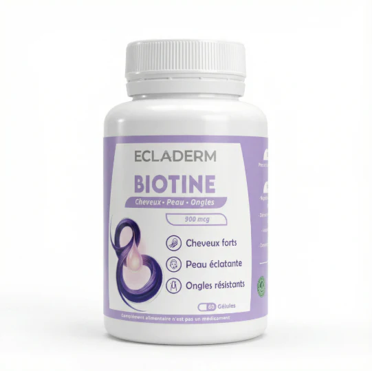 Biotine ECLADERM – Complément Alimentaire pour Cheveux, Ongles & Peau