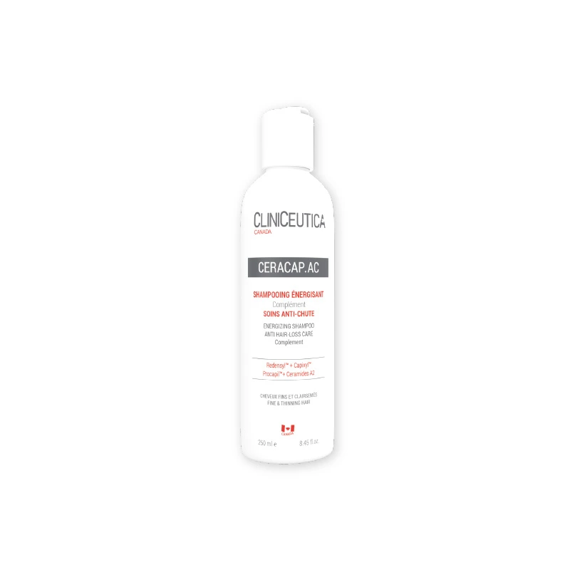 CLINICEUTICA Ceracap Ac Shampooing Energisant 250ml Formule Anti-Chute Renforcement Capillaire Cheveux Clairsemés Soins Quotidiens
