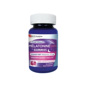 FORTÉ PHARMA – Forténuit (dosage Fort) Mélatonine 1900 Endormissement Facilité Goût Framboise 1.9mg – 30 Gummies