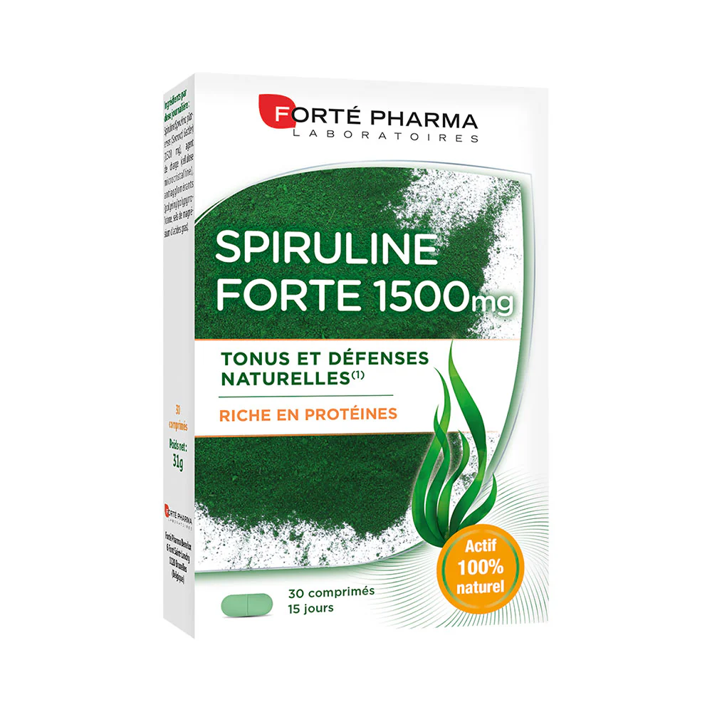 FORTÉ PHARMA – Spiruline Forte 1500mg Tonus Et Défenses Naturelles – 30 Comprimés