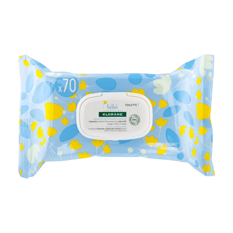 KLORANE – Bébé Lingettes Nettoyantes Douces – 70u
