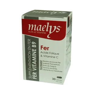 MAELYS – Fer Acide Folique Et Vitamine C – 30 Gélules