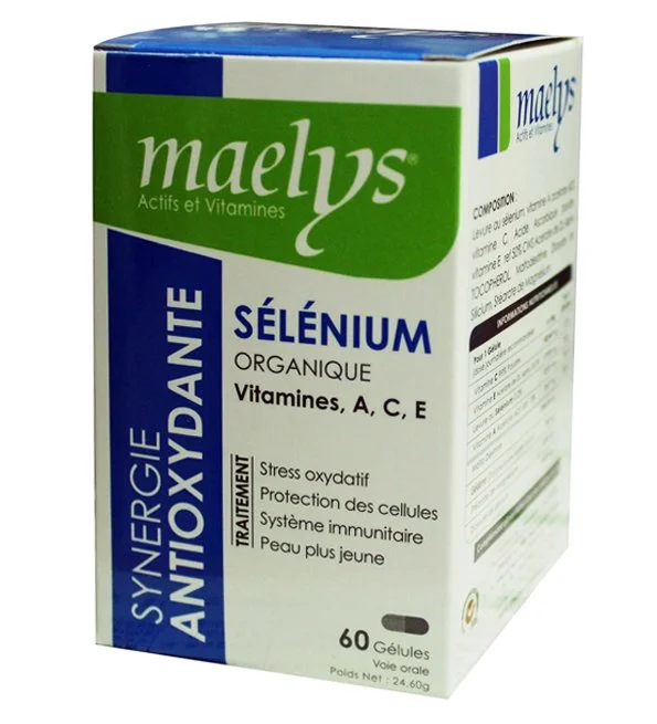 MAELYS – Sélénium Organique Et Vitamines A, C Et E – 60 gélules