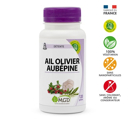 MGD NATURE – Détente Ail, Oilivier Et Aubépine – 120 Gélules