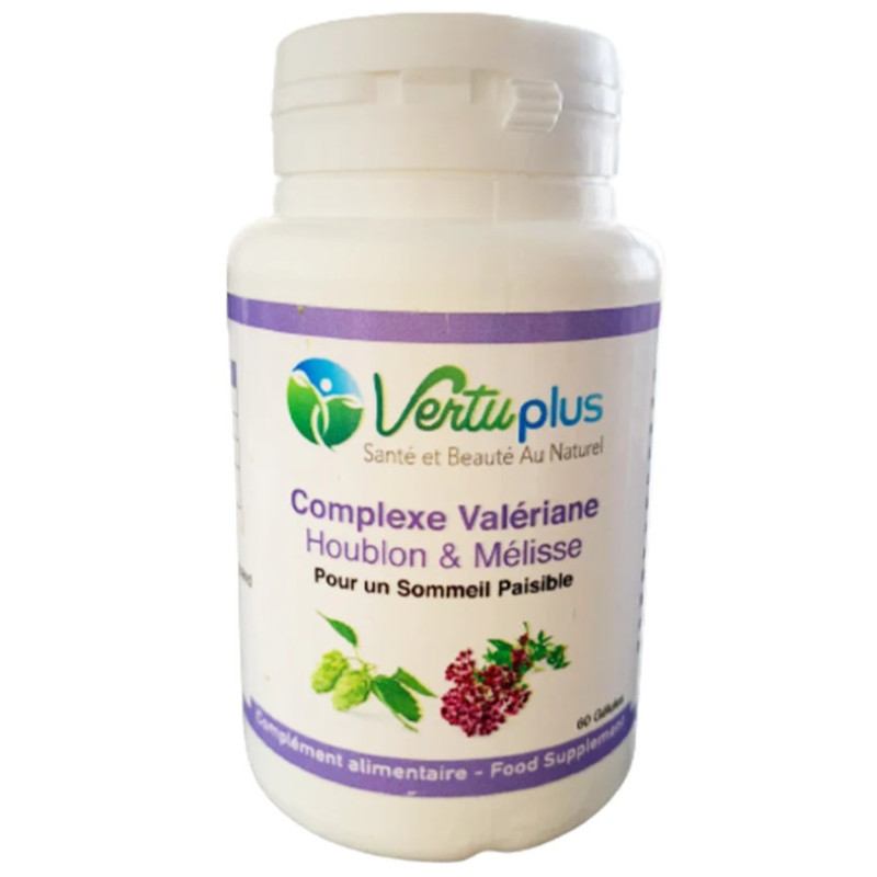 VERTUPLUS – Complexe Valériane Houblon Et Mélisse Sommeil Paisible – 60 Gélules