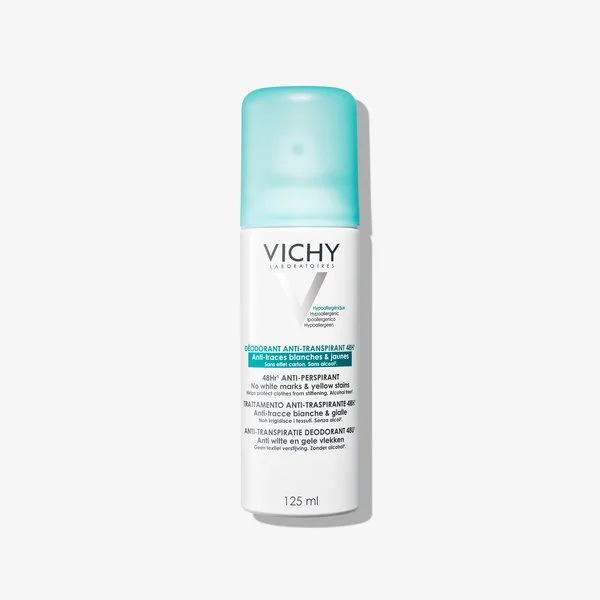 VICHY – Déodorant Aérosol Anti-transpirant Anti-traces Blanches Et Jaunes 48h – 125ml