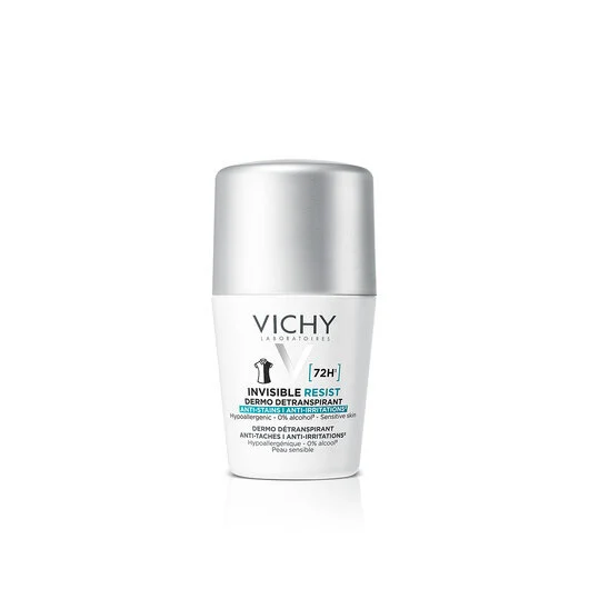 VICHY – Déodorant Roll-On Invisible Resist Dermo Détranspirant Anti-Taches Anti-Irritations 72h – 50ml
