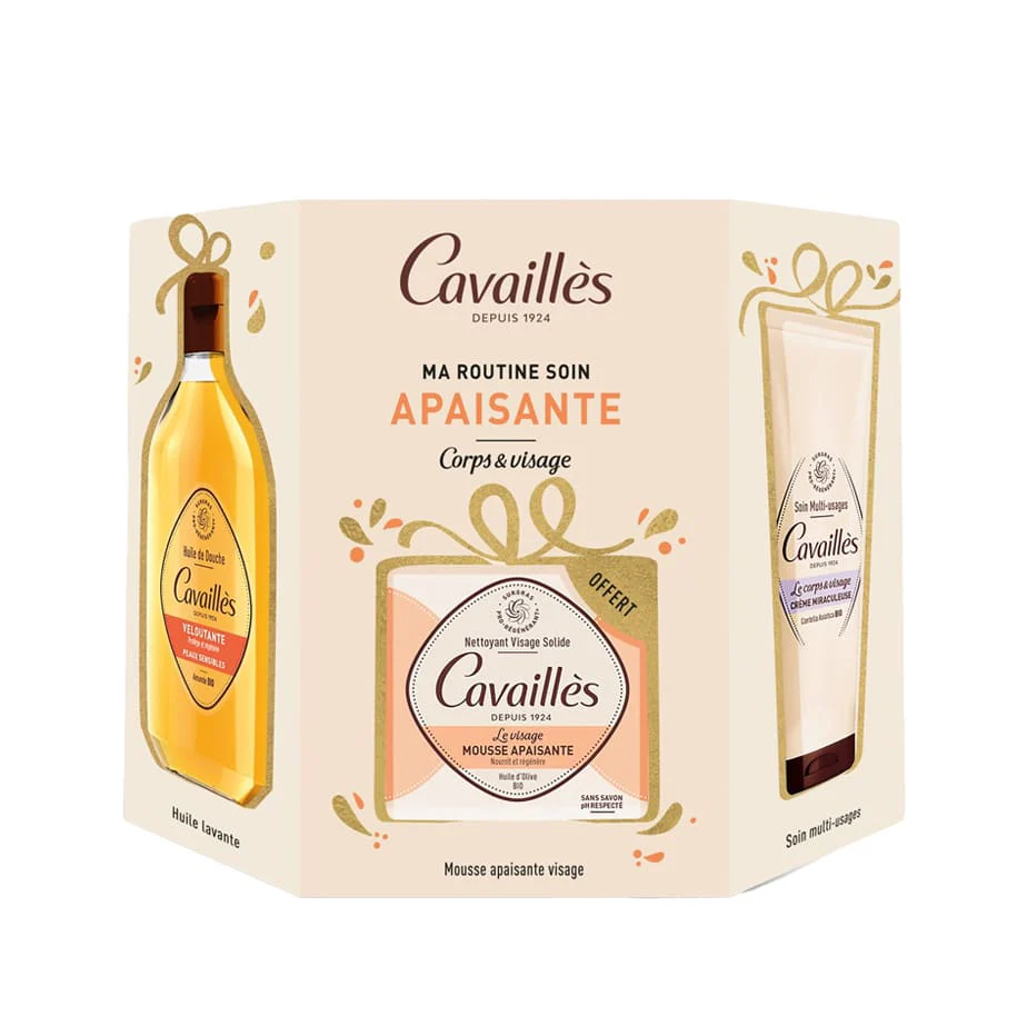 CAVAILLÈS – Coffret Apaisante Creme Miraculeuse+Huile Douche Veloutante+Savon