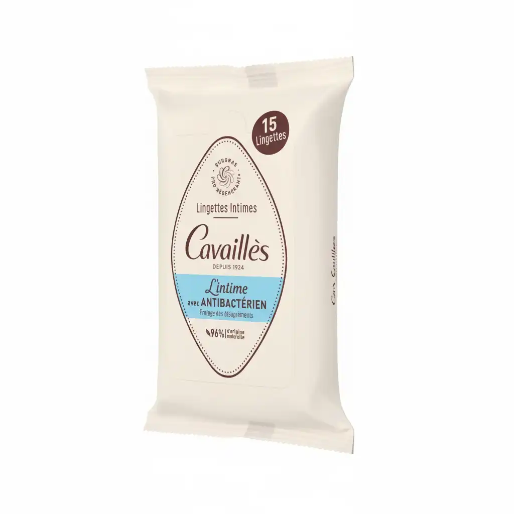 CAVAILLÈS – Lingettes Intimes Avec Anti-bactérien – 15u
