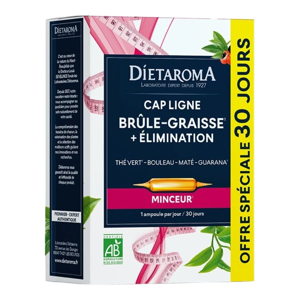 DIETAROMA – Cap Ligne Brule-Graisse Ampoules Bio – 20+ – 10u