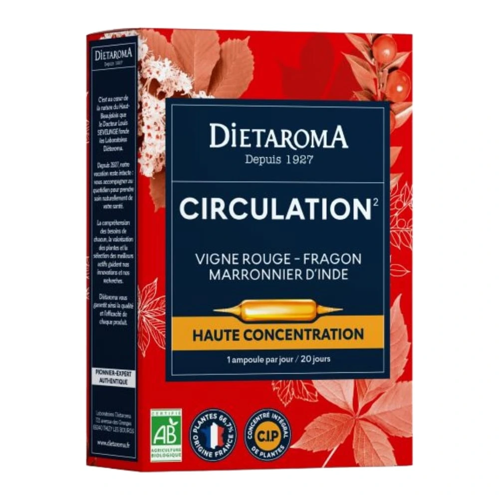 DIETAROMA – Circulation Ampoules Haute Concentration Bio – 20u