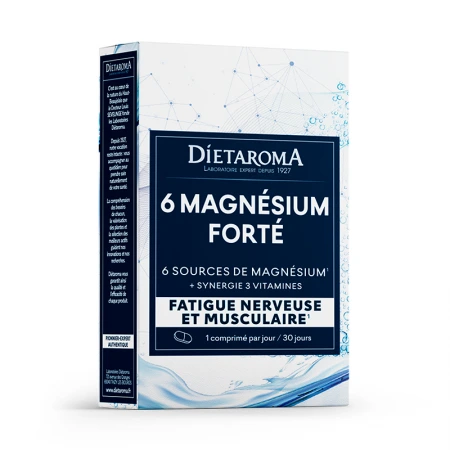 DIETAROMA – 6 Magnesium Forte Fatigue Nerveuse et Musculaire – 15 Comprimes