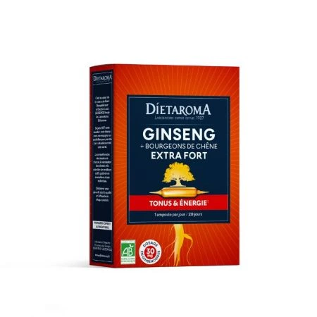 DIETAROMA – Ginseng Extra Fort Tonus et Vitalite Ampoules Bio – 20u