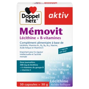 DOPPEL HERZ – Aktiv Memovit Lecithine + B-Vitamines Vigueur Intellectuelle et Activite Mentale – 30 Gelules
