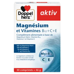 DOPPEL HERZ – Aktiv Magnesium et Vitamines B12+C+E – 30 Comprimes